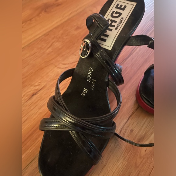 Vintage black and red wooden wedge staple heels, 6.5-7 - Picture 3 of 4